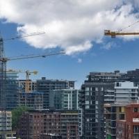 Grues sur un chantier de construction